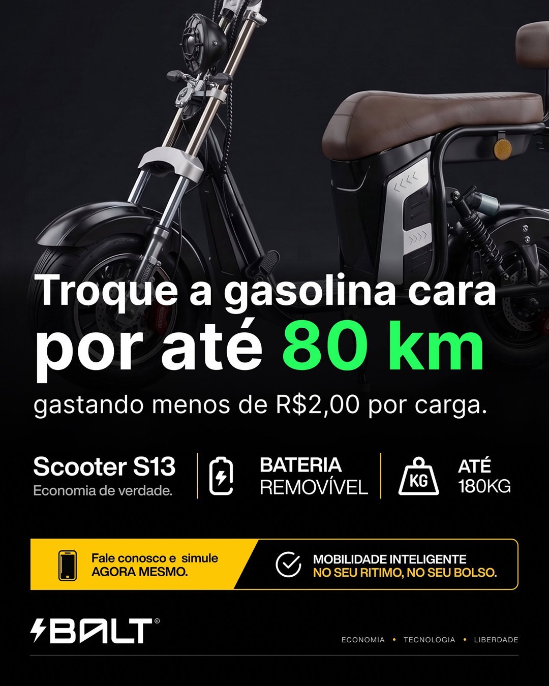 Post: troque a gasolina cara por até 80 km com a Scooter S13